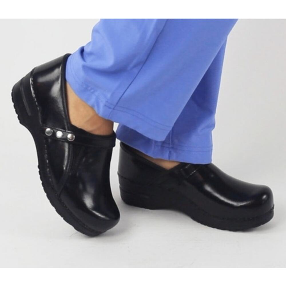Sanita Cori Black Slip On Clog Heel Shoes Size 36